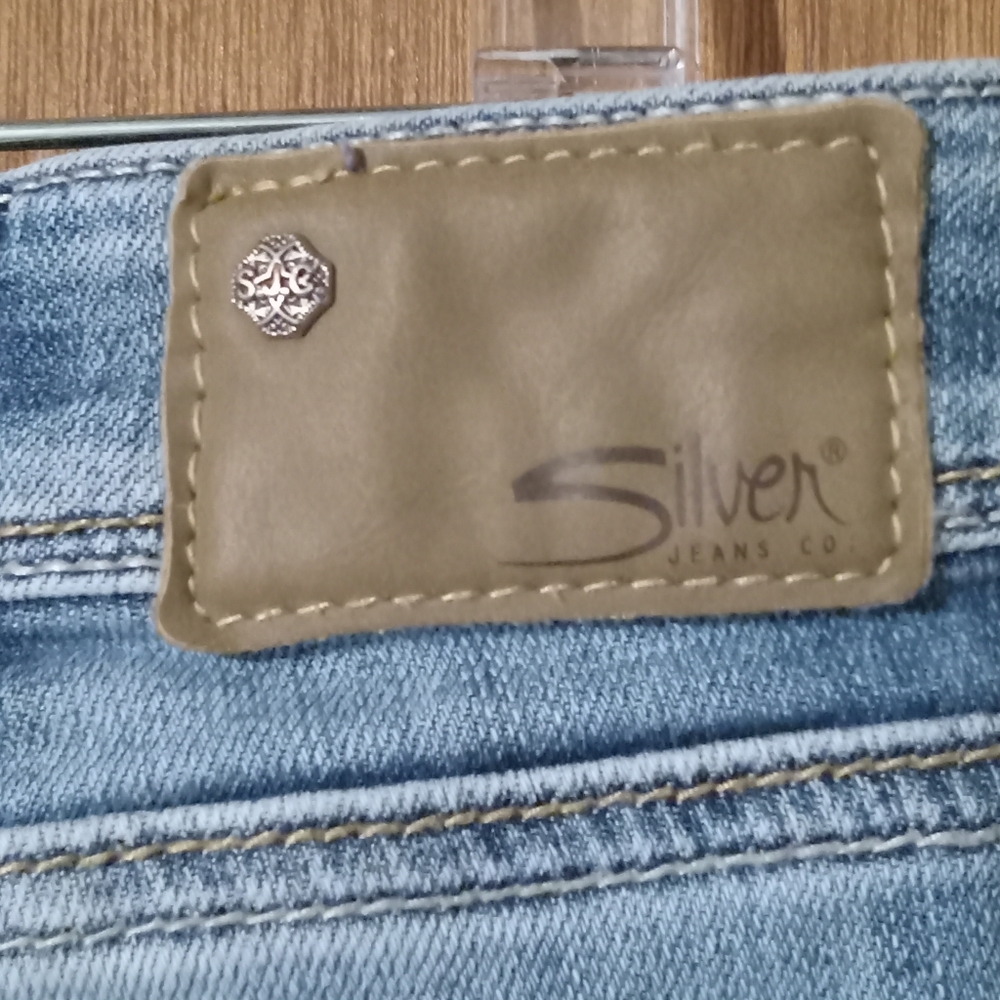 Silver Boyfriend Women's Distressed Straight Leg Jeans - Light Blue - Picture 3 of 6